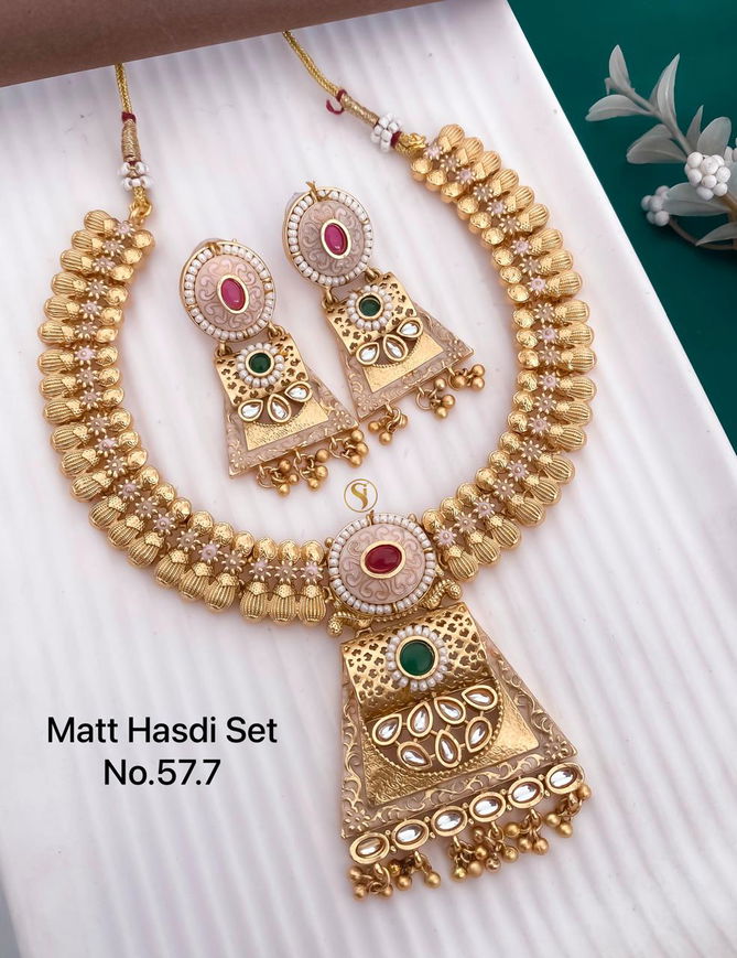 577 MH Brass High Gold Matte Hasadi Set Wholesale Market In Surat
